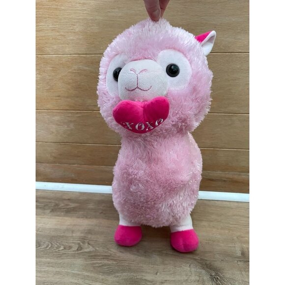 EUC Kellytoy Cuddly Pink Llama Plush Toy Holding Heart With XOXO Embroidery - Picture 4 of 8
